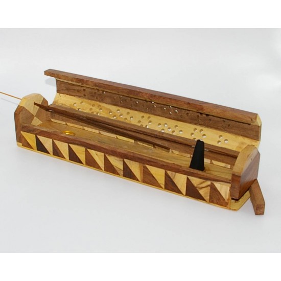 Coffin wood incense holder (two tone)